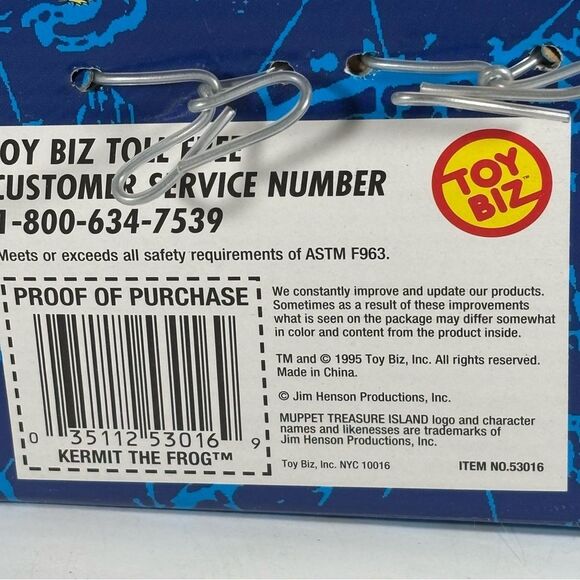 Vintage Muppet Treasure Island Kermit the Frog Captain Smollett‎ ToyBiz 1995 OOP - Picture 4 of 4